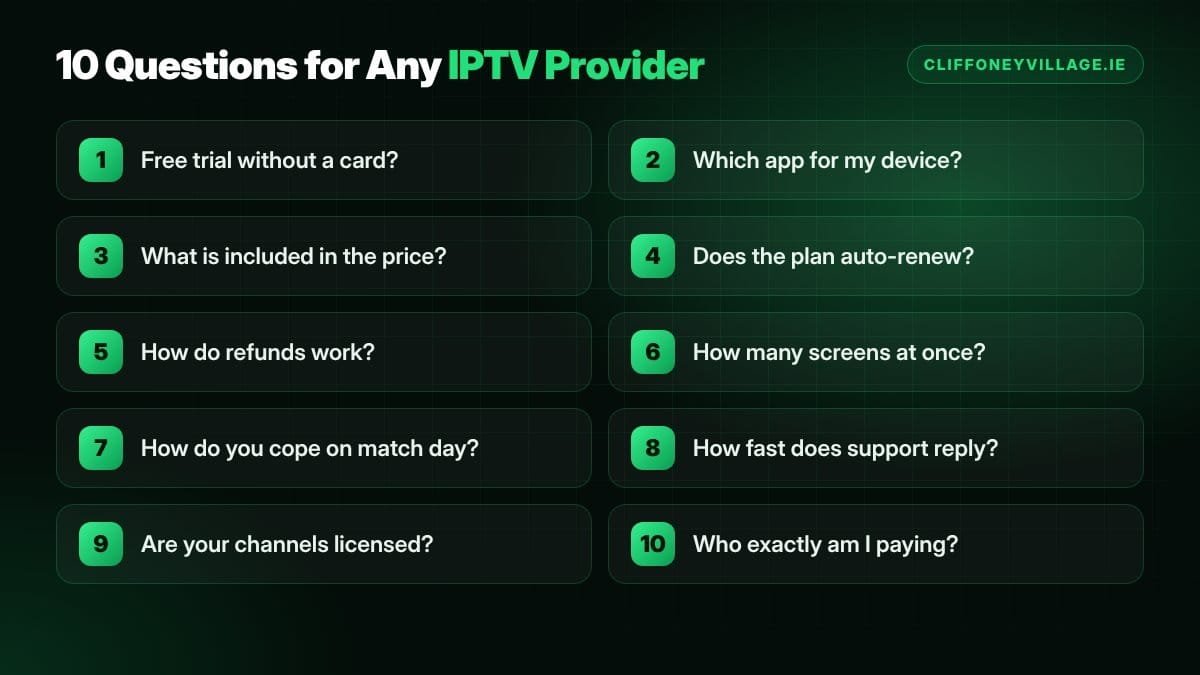 IPTV provider checklist with 10 questions to ask before paying for a subscription